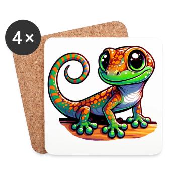 Gecko - Untersetzer (4er-Set) - Weiß - Vorne
