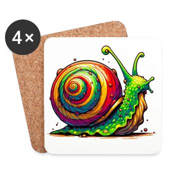 Schnecke - Untersetzer (4er-Set) - Weiß - Vorne