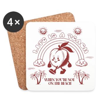 Life Is A Peach Retro Comic Style - Coasters (set of 4) - white - Front
