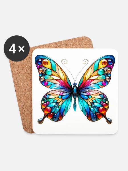 Schmetterling - Untersetzer (4er-Set) - Weiß