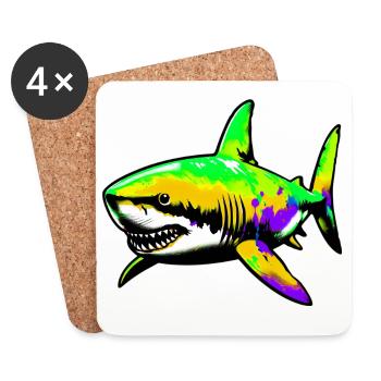 Requin - Dessous de verre (lot de 4) - blanc - Devant