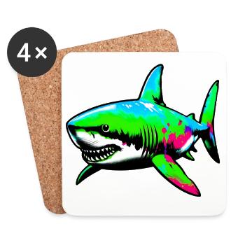 Requin - Dessous de verre (lot de 4) - blanc - Devant