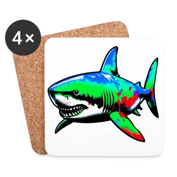 Requin - Dessous de verre (lot de 4) - blanc - Devant