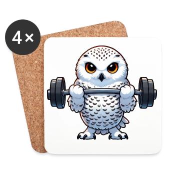 Eule Schneeeule Workout Fitness Training - Untersetzer (4er-Set) - Weiß - Vorne