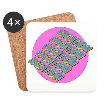 Vacation – 3D Retro Lettering - Coasters (set of 4) - white - Front