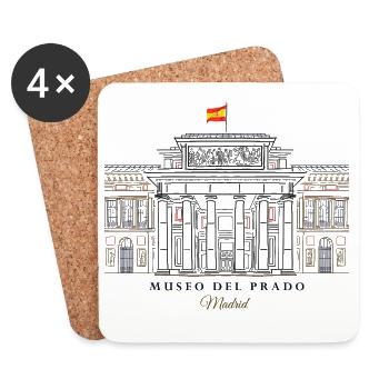 Madrid, Hand Drawing Museo del Prado, Spain - Coasters (set of 4) - white - Front