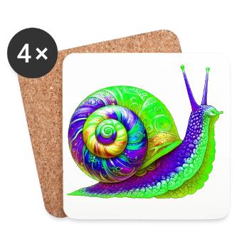 Escargot - Dessous de verre (lot de 4) - blanc - Devant