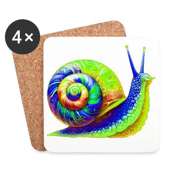 Schnecke - Untersetzer (4er-Set) - Weiß - Vorne