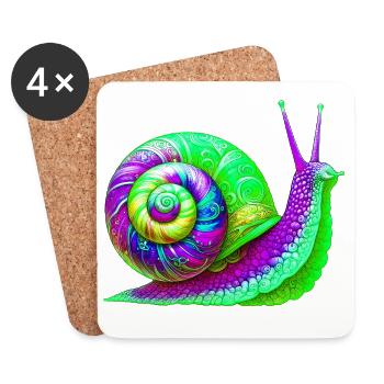 Escargot - Dessous de verre (lot de 4) - blanc - Devant