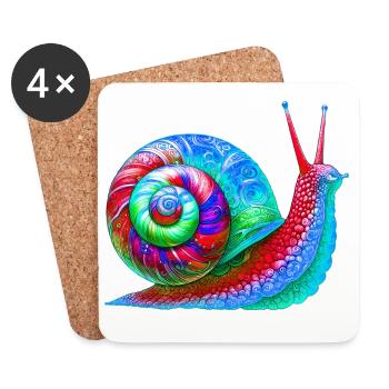 Escargot - Dessous de verre (lot de 4) - blanc - Devant