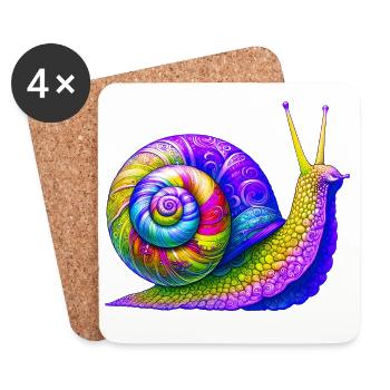 Schnecke - Untersetzer (4er-Set) - Weiß - Vorne