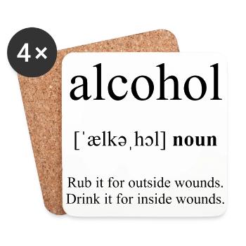 Alcohol (Alkohol) Definition Dictionary - Untersetzer (4er-Set) - Weiß - Vorne