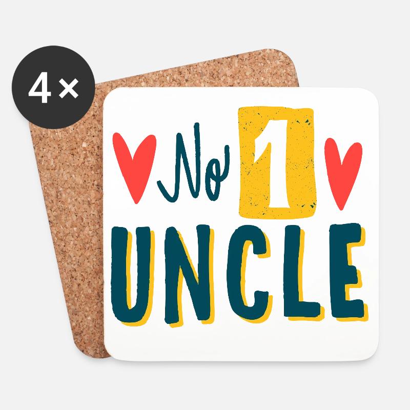 Bunter No. 1 Onkel Schriftzug - Untersetzer (4er-Set) - Weiß