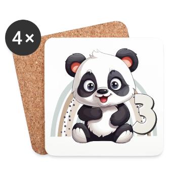 3. Geburtstag Panda Bär Regenbogen Süß Niedlich - Untersetzer (4er-Set) - Weiß - Vorne
