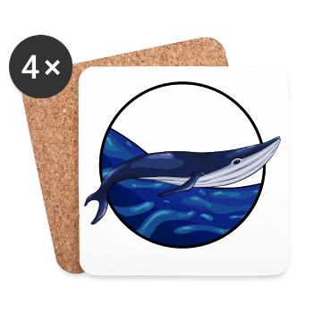Azure Whale Crest Amid Ocean Waves - Coasters (set of 4) - white - Front