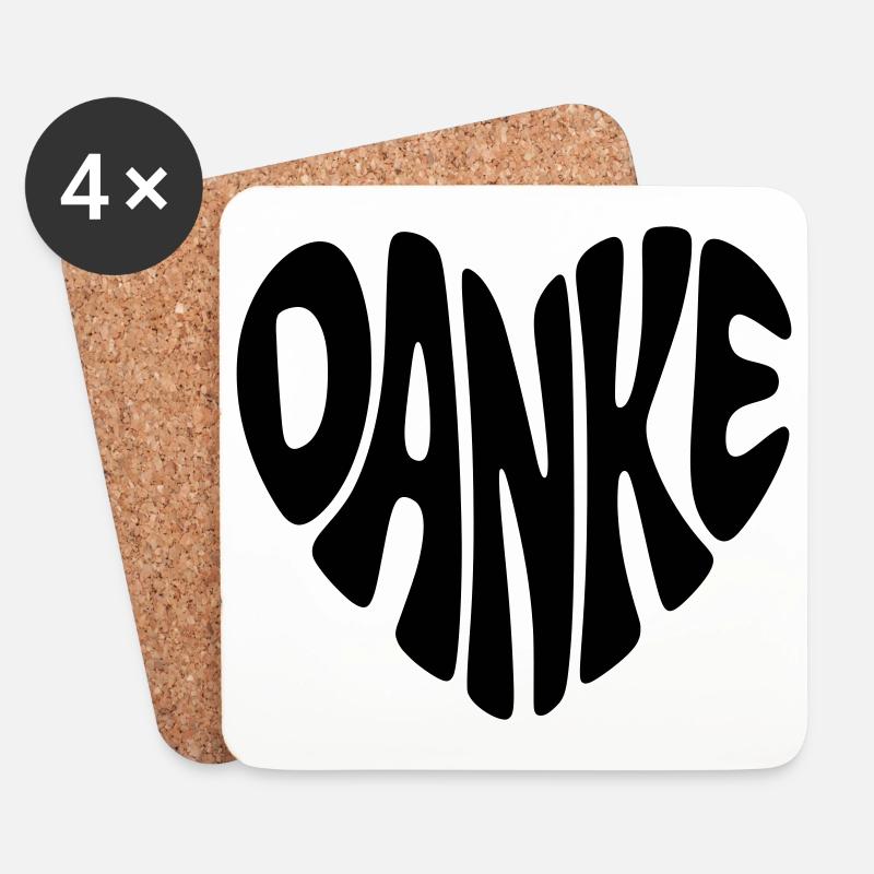 Danke - Herzform - Herz Form - Danke sagen - Untersetzer (4er-Set) - Weiß