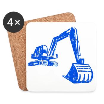 Bagger Silhouette Bauarbeiter Grunge Design - Untersetzer (4er-Set) - Weiß - Vorne