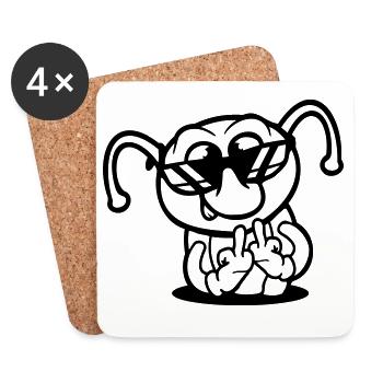 Caterpillar Middle Finger Insult Hole Sunglasses - Coasters (set of 4) - white - Front
