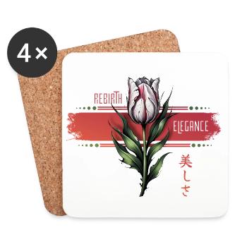 Rebirth Tulip Art - Coasters (set of 4) - white - Front