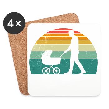 Bientôt papa ALORS JE ROULE JOYEUSEMENT - Dessous de verre (lot de 4) - blanc - Devant