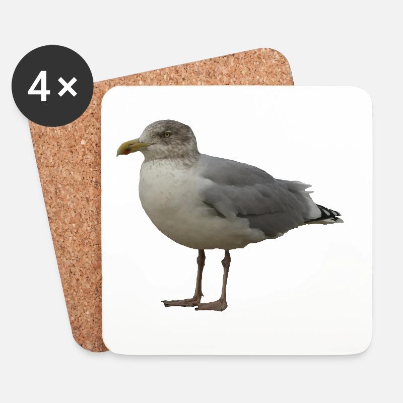 Seemöwe am Strand Illustration - Untersetzer (4er-Set) - Weiß