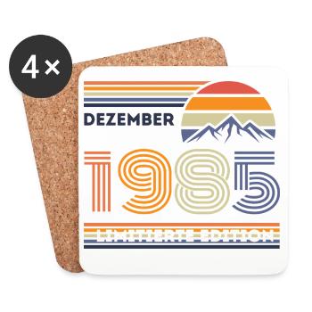 Vintage Anniversaire – Décembre 1985 - Dessous de verre (lot de 4) - blanc - Devant