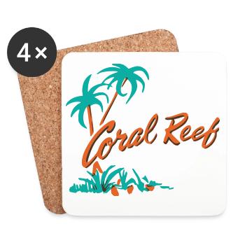 Coral Reef Palm Logo - Coasters (set of 4) - white - Front