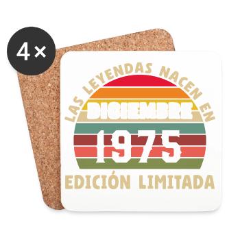 December 1975 Vintage 50 Years 50 Birthday - Coasters (set of 4) - white - Front