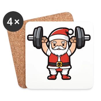 Weihnachtsmann Gewichte Gym Weihnachten - Untersetzer (4er-Set) - Weiß - Vorne