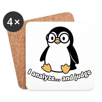 Penguin Thinker with Glasses - Coasters (set of 4) - white - Front