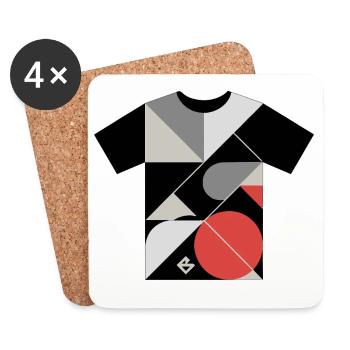 Geometric Mosaic: Red Circle Blocks - Coasters (set of 4) - white - Front