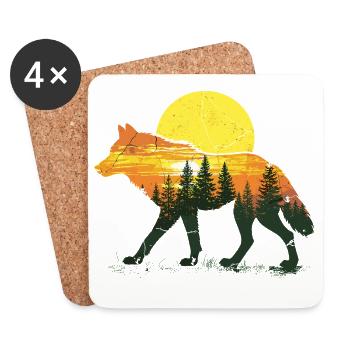 Wolf, Forest, Nature, Wilderness, Outdoor, Animal - Coasters (set of 4) - white - Front