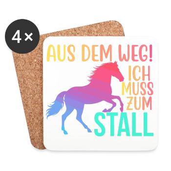 Out of the Way I Have to Ride to the Stable Rider - Coasters (set of 4) - white - Front