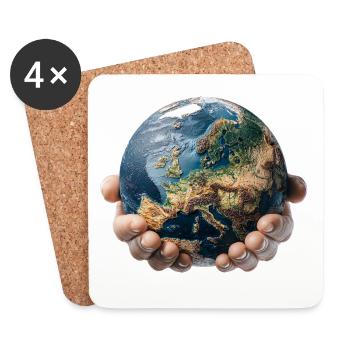 Earth in Hands: Global Responsibility - Coasters (set of 4) - white - Front