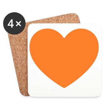 orange heart orange gift valentine's day - Coasters (set of 4) - white - Front