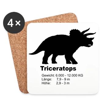 Profil Triceratops – Faits sur les dinosaures - Dessous de verre (lot de 4) - blanc - Devant