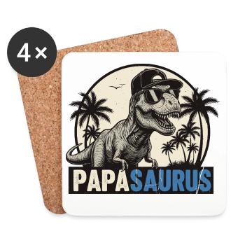 Papasaurus – Cool T-Rex Father Design - Coasters (set of 4) - white - Front
