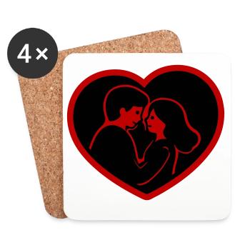 Couple amoureux - Dessous de verre (lot de 4) - blanc - Devant