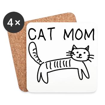 Cat Saying Cat Mom - Coasters (set of 4) - white - Front