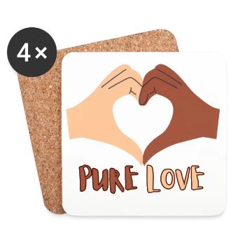 Pure Love Heart Hand Design - Coasters (set of 4) - white - Front