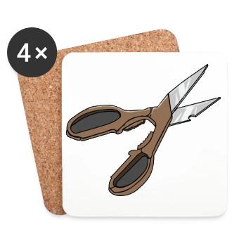 Vintage Scissor Motif Brown Handle - Coasters (set of 4) - white - Front