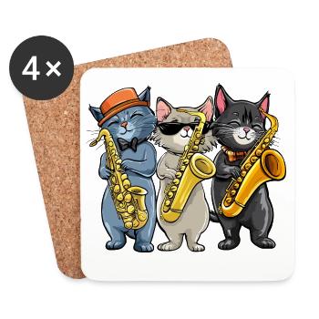 Jazz Cats Trio Saxophonists - Coasters (set of 4) - white - Front