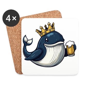 Whale Beer King - Coasters (set of 4) - white - Front