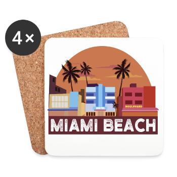 Miami Beach Retro Skyline - Coasters (set of 4) - white - Front