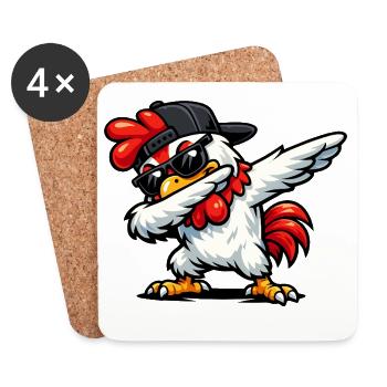 Dabbing Rooster - Coasters (set of 4) - white - Front