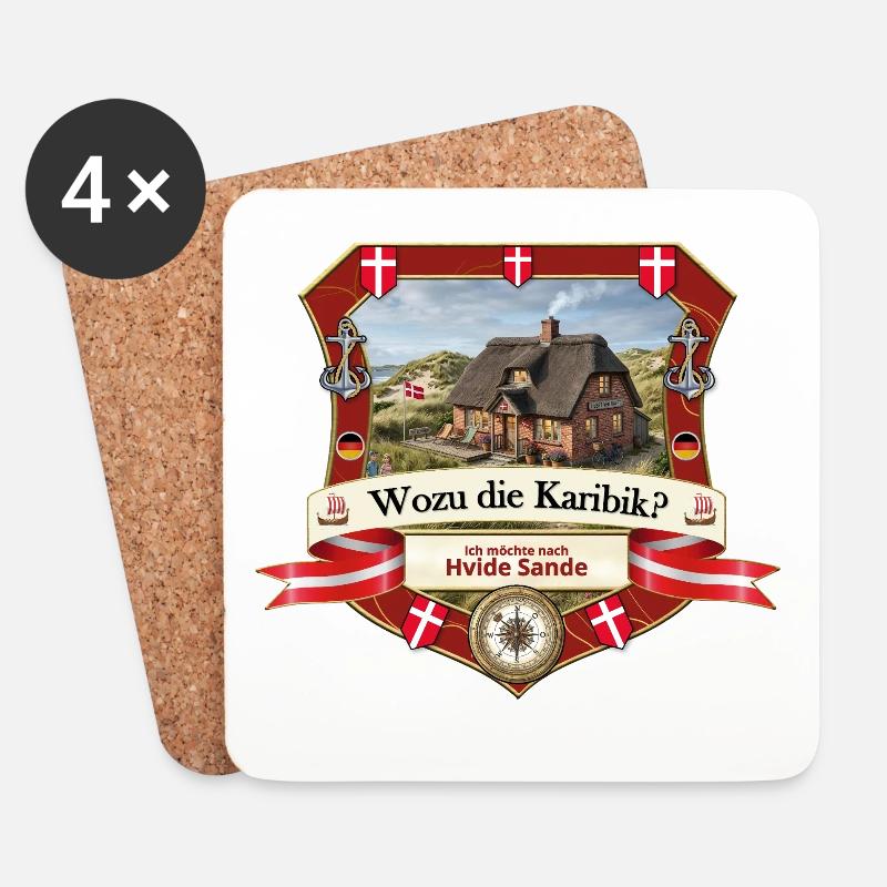 Wozu Karibik? Ich will nach Hvide Sande! - Untersetzer (4er-Set) - Weiß