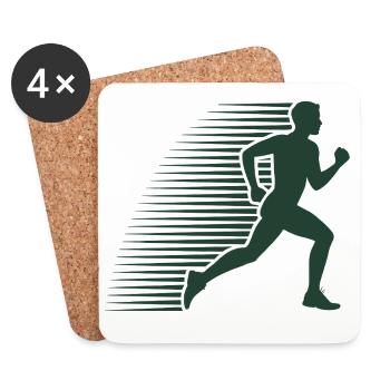 Laufsilhouette im Sprint - Untersetzer (4er-Set) - Weiß - Vorne