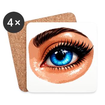 Blue Eye Illustration Pop Art Aura - Coasters (set of 4) - white - Front