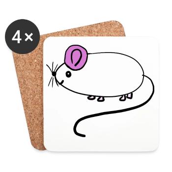 Mouse Rat Rodent Kids Baby - Coasters (set of 4) - white - Front