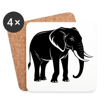 Éléphant - Dessous de verre (lot de 4) - blanc - Devant